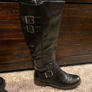 Baretraps black calf length boots size 8 Medium.
